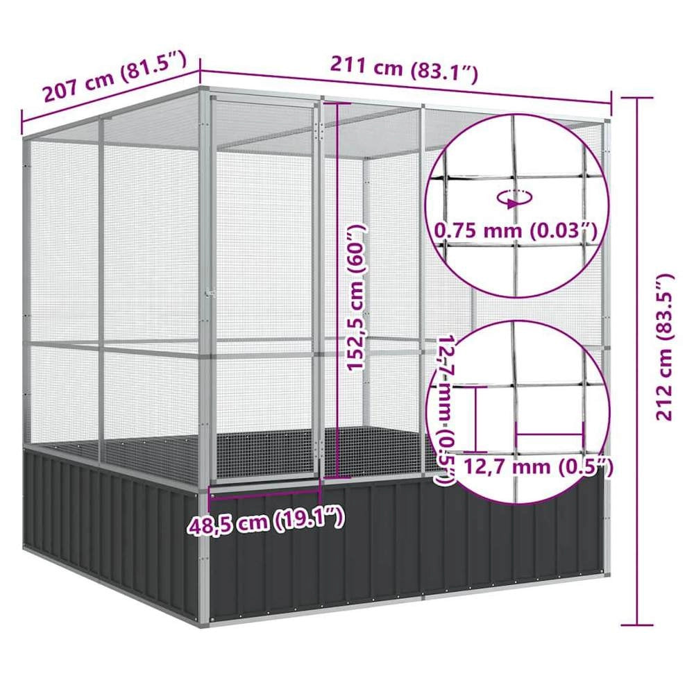 Silver Aviary 211x207x212 Cm Steel