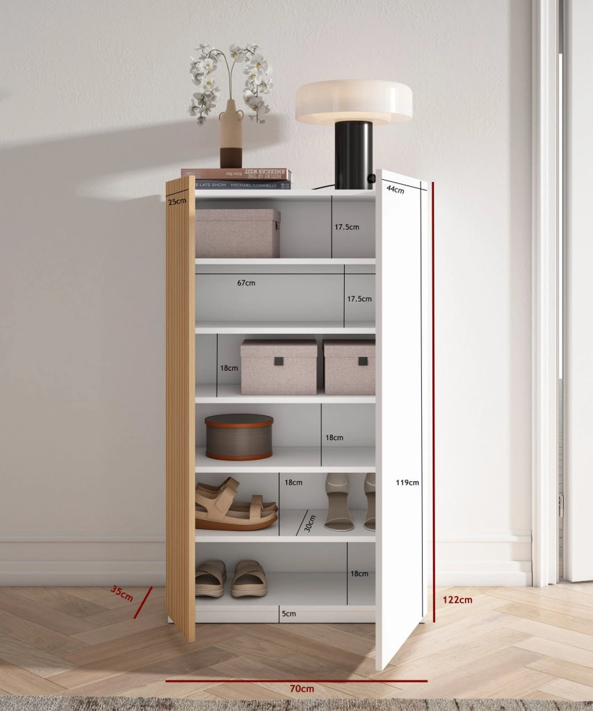 Scarpiera Herdasa effetto bianco anta stampa doghe 122x70x35