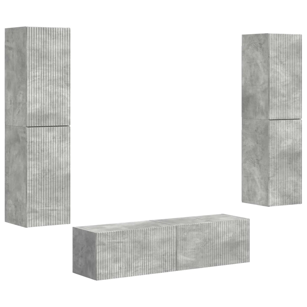 Set mobile TV 6 pcs Grigio cemento Legno multistrato