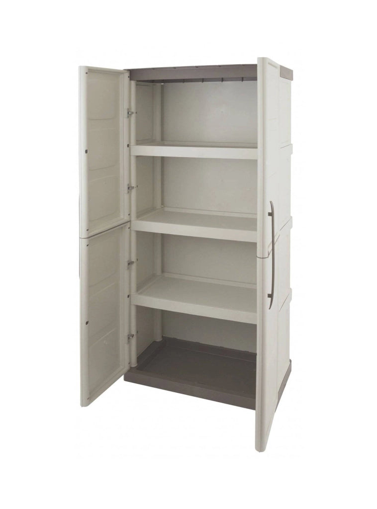 Mobile da Giardino Adenina, Armadio da Esterno 3 Ripiani Made in Italy, 70x39x165h cm Beige