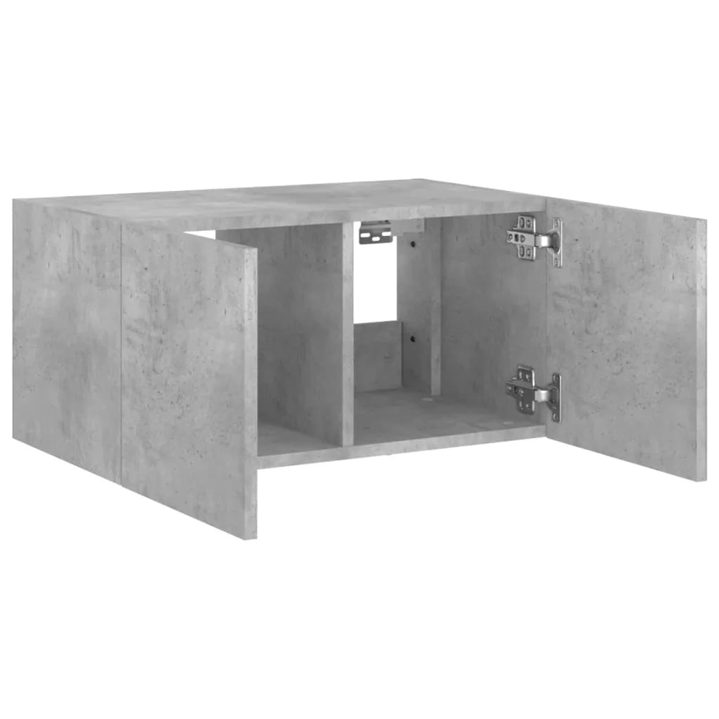 Mobile TV multimediale scaffale TV credenza mobile TV sala da pranzo soggiorno camera da letto montaggio a parete con luci LED 60 x 35 x 31 cm grigio 02_0027902