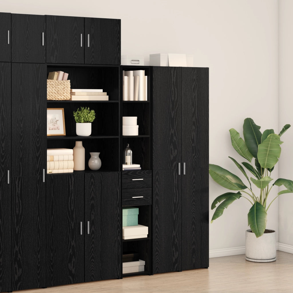 Highboard Nero Rovere 30x42,5x185 cm Legno Ingegnerizzato