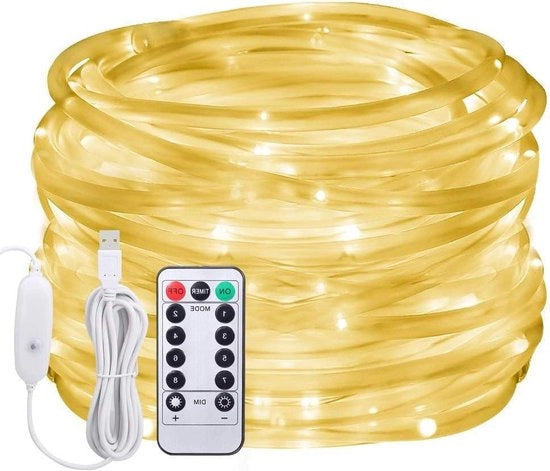 Decorazione esterna di Natale LED - lampada da terra 13 m luce calda catena di luci USB - cavo di alimentazione 3 m IP65 - 8 modalità di controllo a distanza - illuminazione natalizia