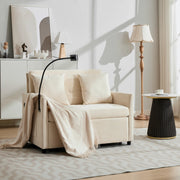 Poltrona imbottita moderna beige con porta USB e supporto tablet; 109x72x83;5 cm