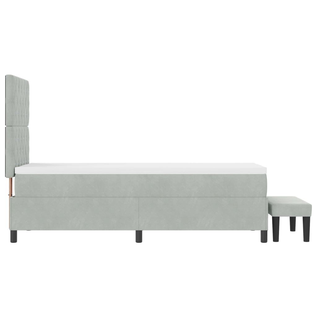 Letto con Box Spring con Materasso e Panca Grigio Chiaro 80x200 cm Velluto
