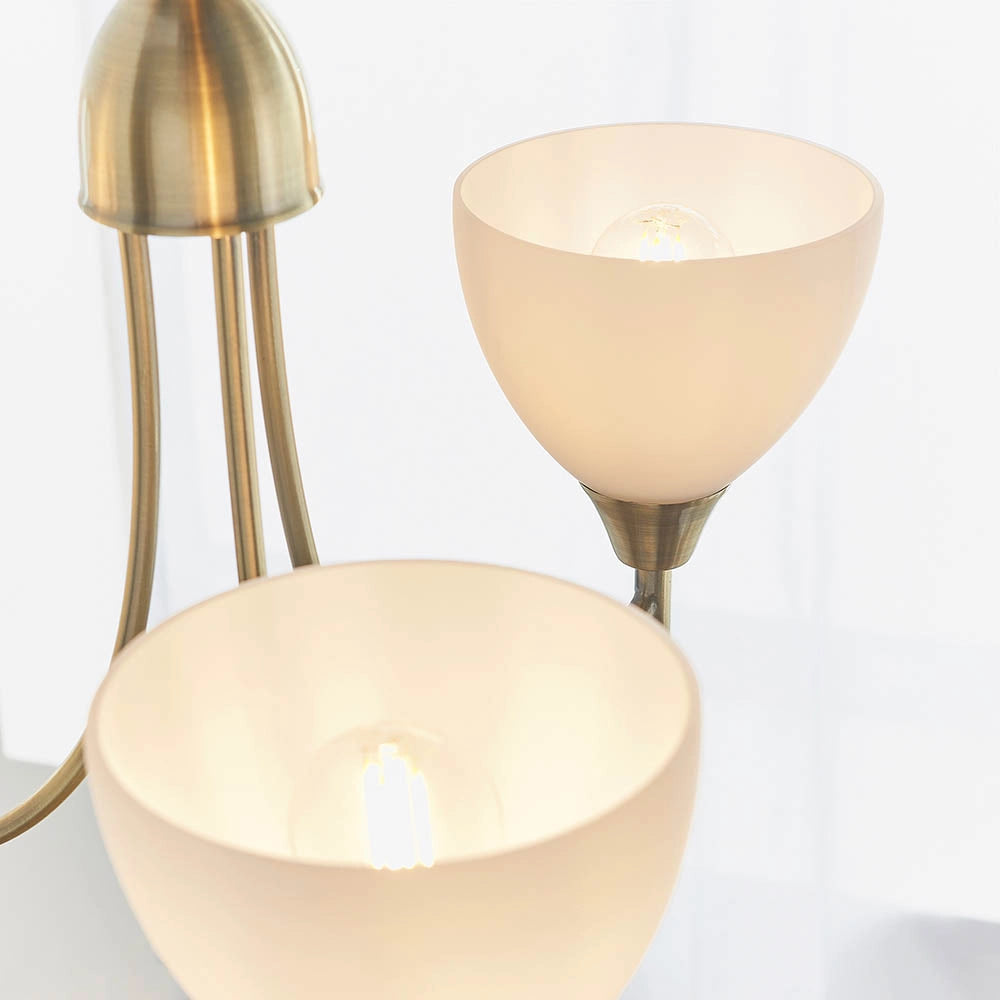 Lampadario classico ottone anticato opale 3xE14 Alton Endon