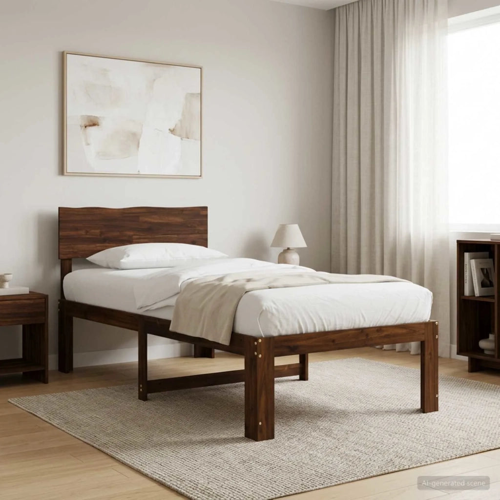 Letto Singolo con Testiera ROSTOCK Marrone Scuro 75 x 190 cm 903353