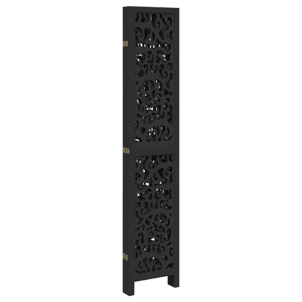 vidaXL Divisorio Ambienti 5 Pannelli Nero Legno Massello di Paulownia