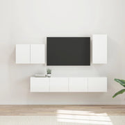 Set di Mobiletto da TV a Parete 4 pcs Bianco Lucido