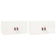 Set di 2 pratici pensili da parete 60 x 30 x 30 cm finitura rustica decorazione d'interni in legno bianco 02_0048374