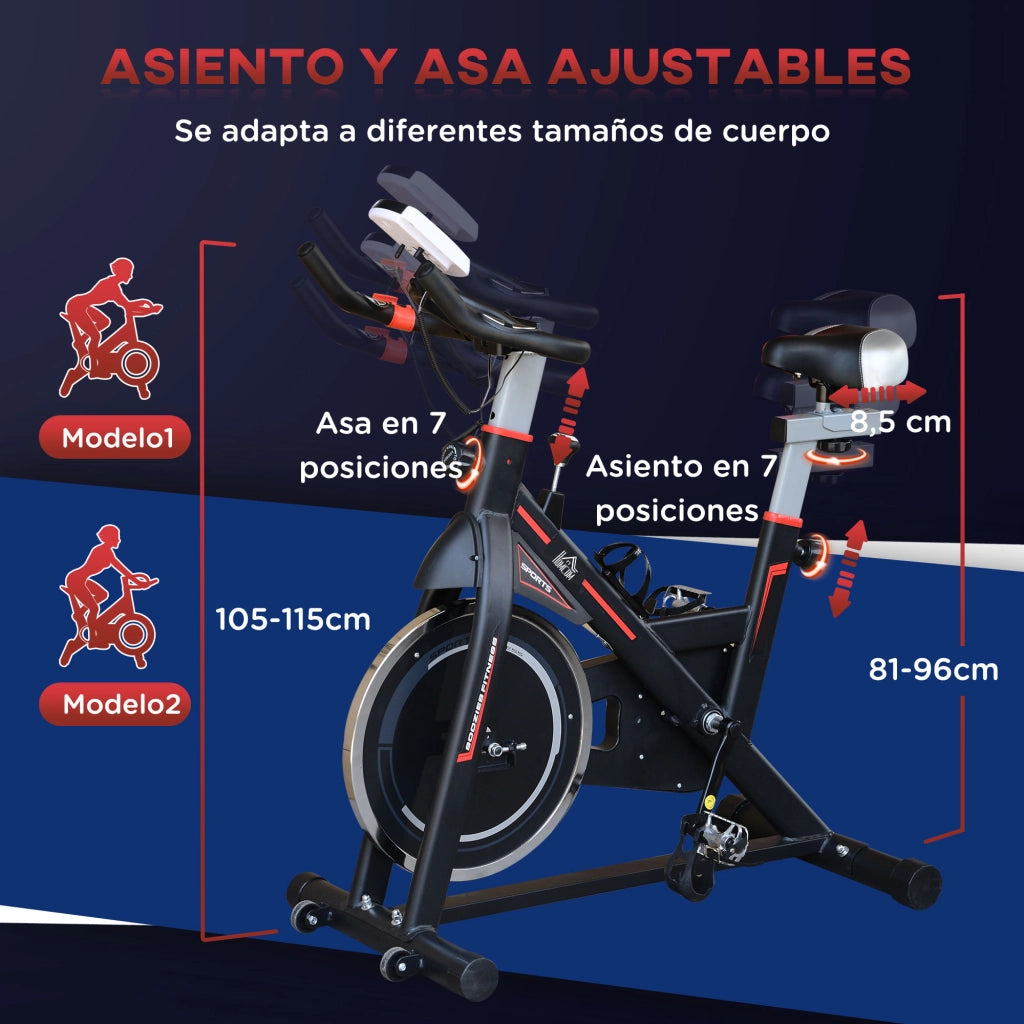 Bicicletta Statica con Volano 8 kg LCD Pulsimetro Sella e Manubrio Regolabili ¨C zephmum ¨C 103x48x115 cm Nero