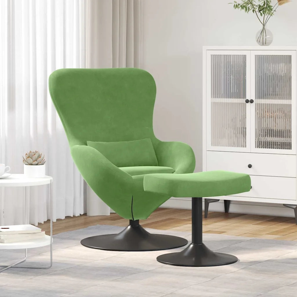 Sedia Egg con Pouf Verde chiaro Velluto 42002747