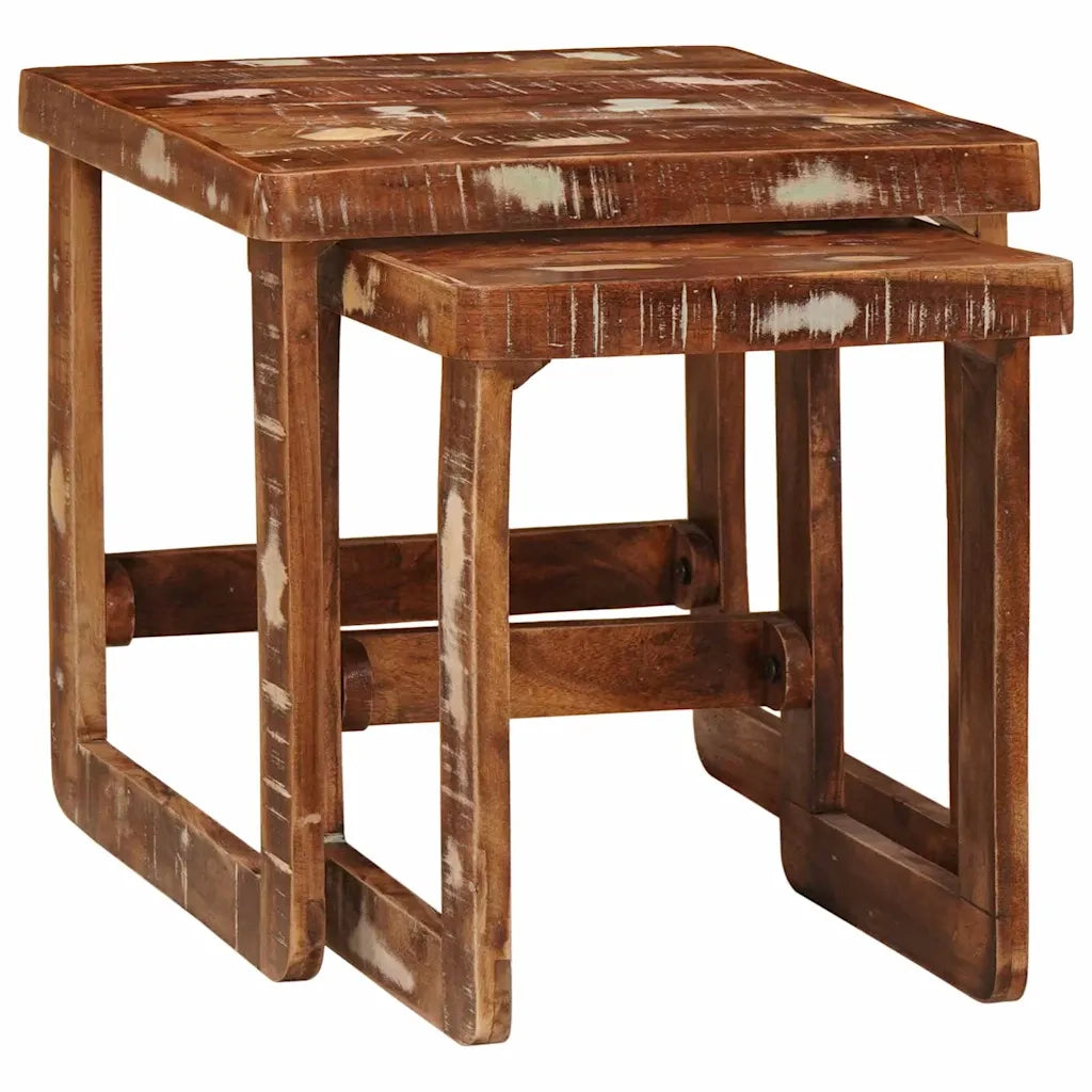vidaXL Tavoli da Fine Multicolore legno massello di riciclo