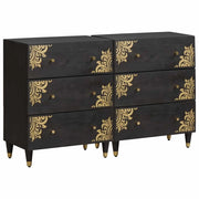 Credenza 2 pcs Nero 60 x 33 x 75 cm Legno di mango massello