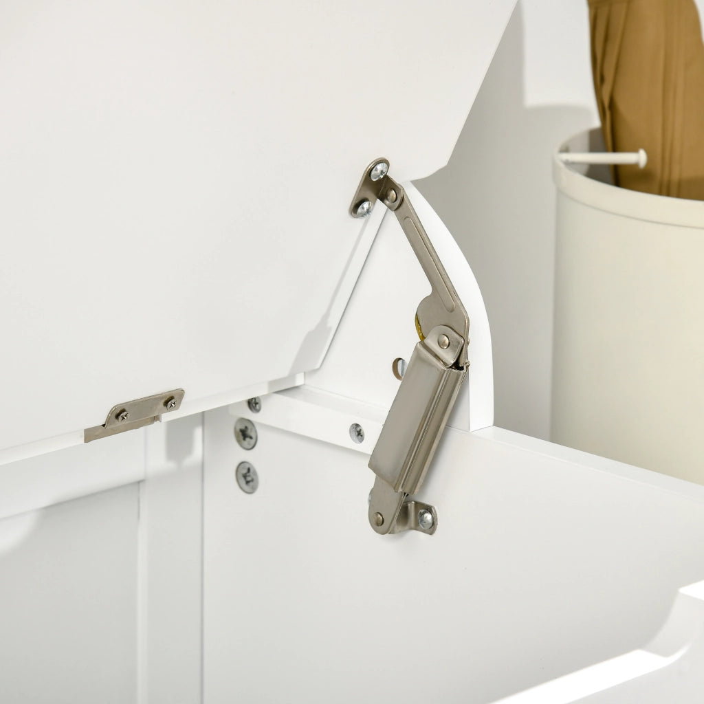 Appendiabiti 3 in 1 con Panca Contenitore ¨C Zephmum ¨C Legno, Bianco, 71.5x39.5x170 cm