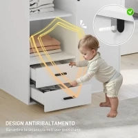 Armadio Moderno con 2 Cassetti, Ripiani Aperti e Vano Appendiabiti, 80x50x124 cm, Bianco