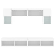 vidaXL Mobili TV a Muro con LED 6pz Bianchi in Legno Multistrato