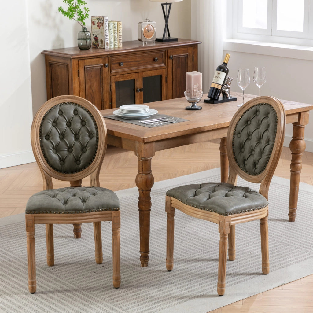 SEDIA Imbottita Schienale Ovale Set da 2 pezzi Verde Oliva PU