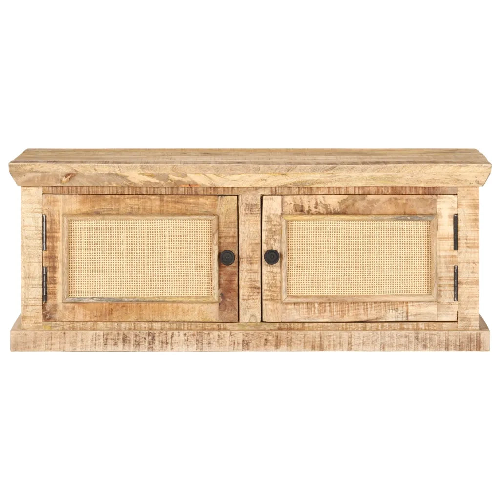 Tavolino da Salotto 90x50x35 cm Legno Massello di Mango e Canna 289089