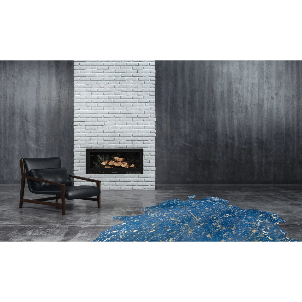 Tappeto in pelle bovina Glam 400 Blu e Oro