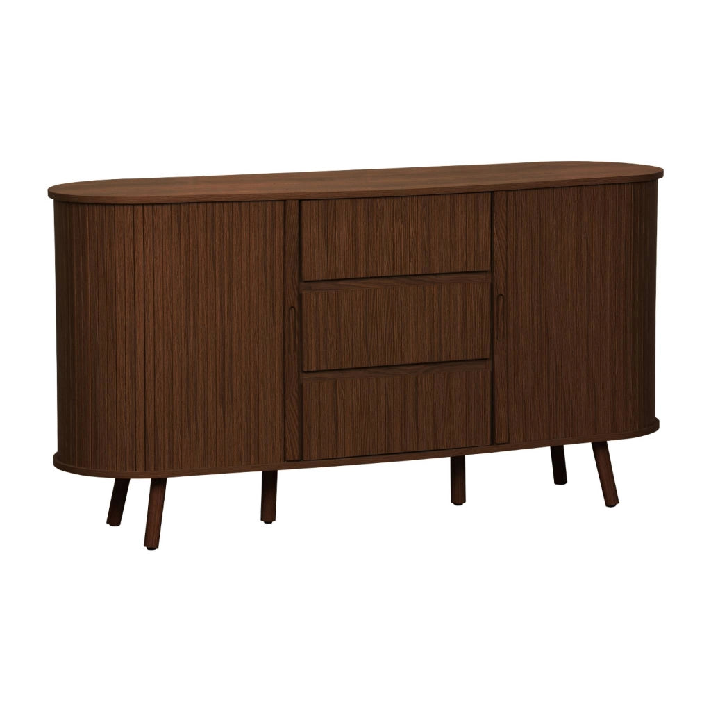 Credenza scandinava effetto legno scanalato 2 ante scorrevoli, 150cm,