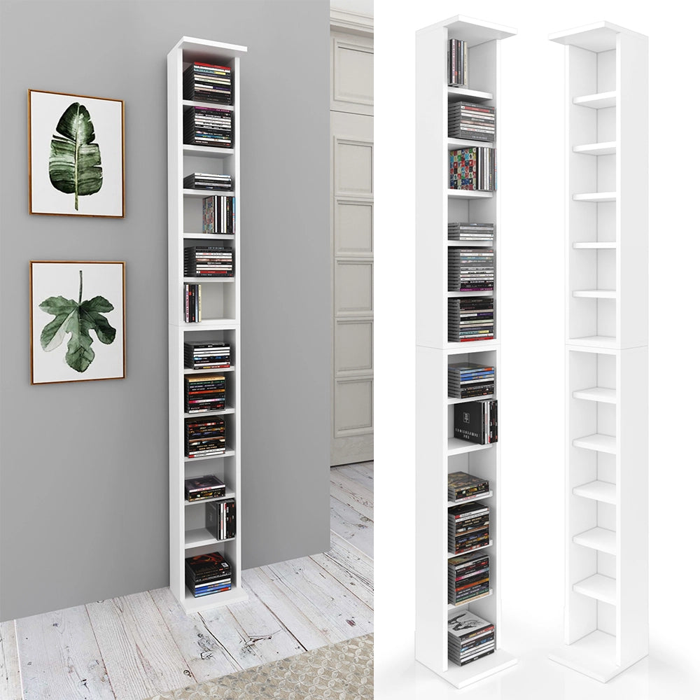 Vicco Scaffale per CD Bianco 21 x 91.8 cm Set grande da 2