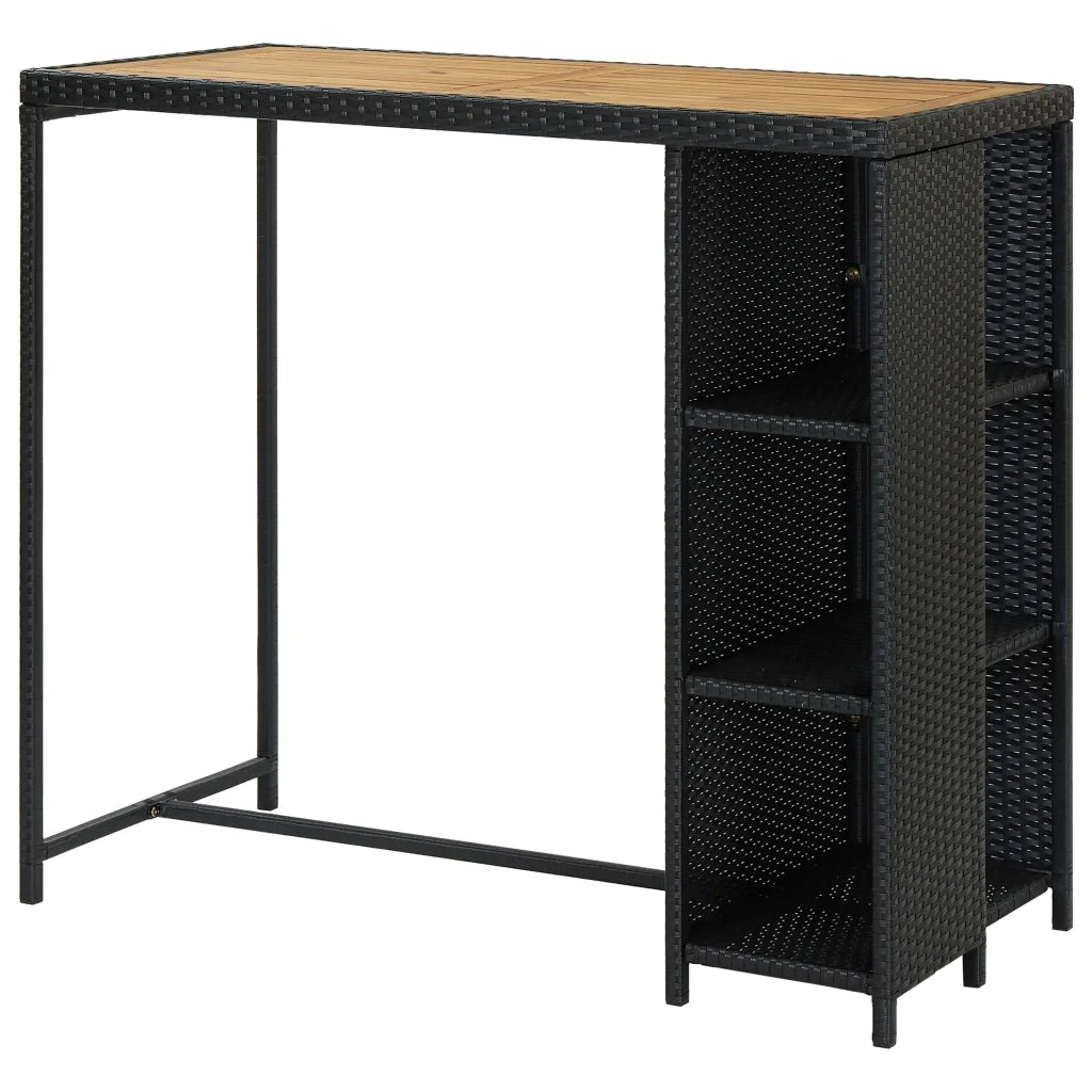 Tavolo da Bar con Ripiani Nero 120x60x110 cm in Polyrattan 313478