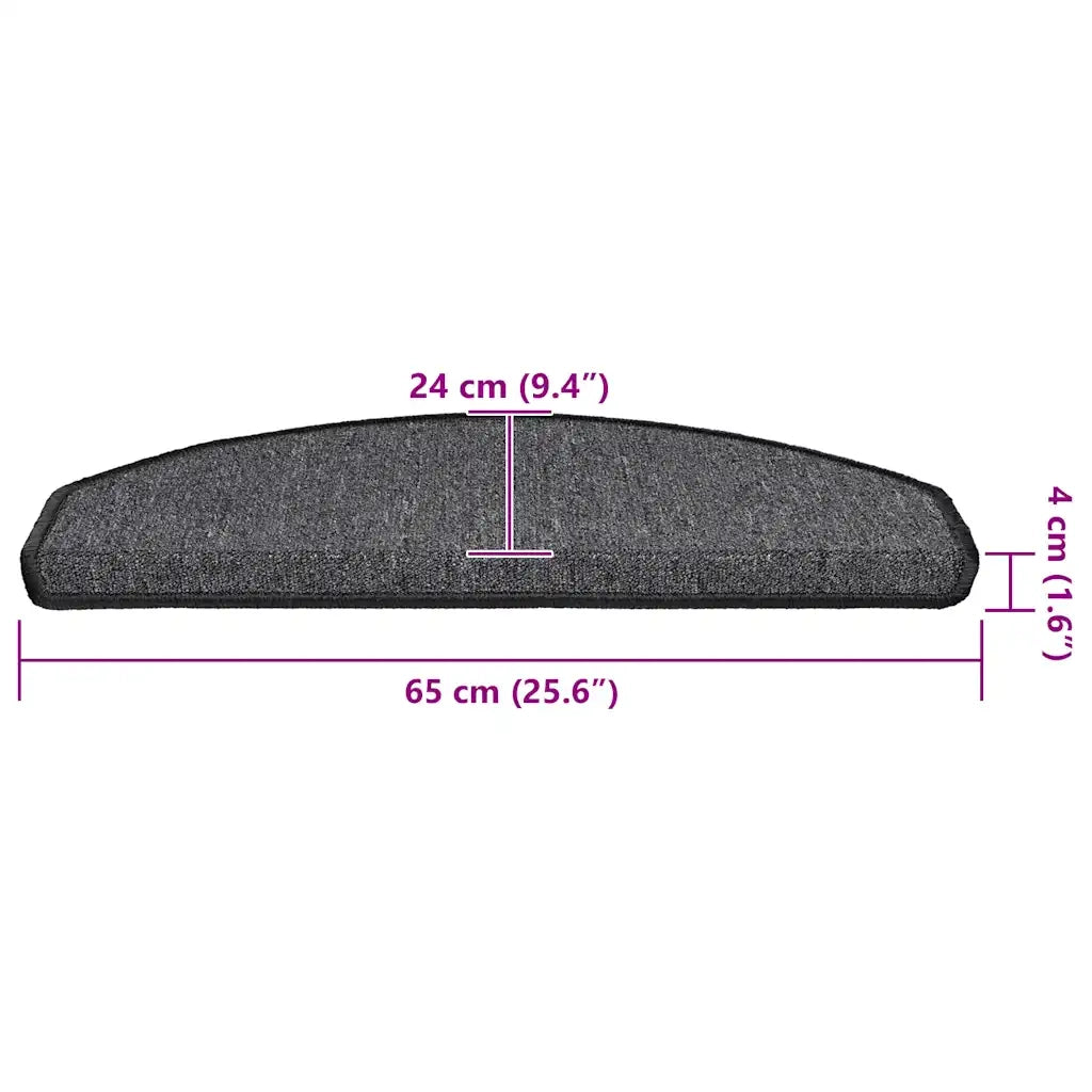 Tappetini per scale 30 pz 65x24x4 cm Antracite Semicircolari Grandi