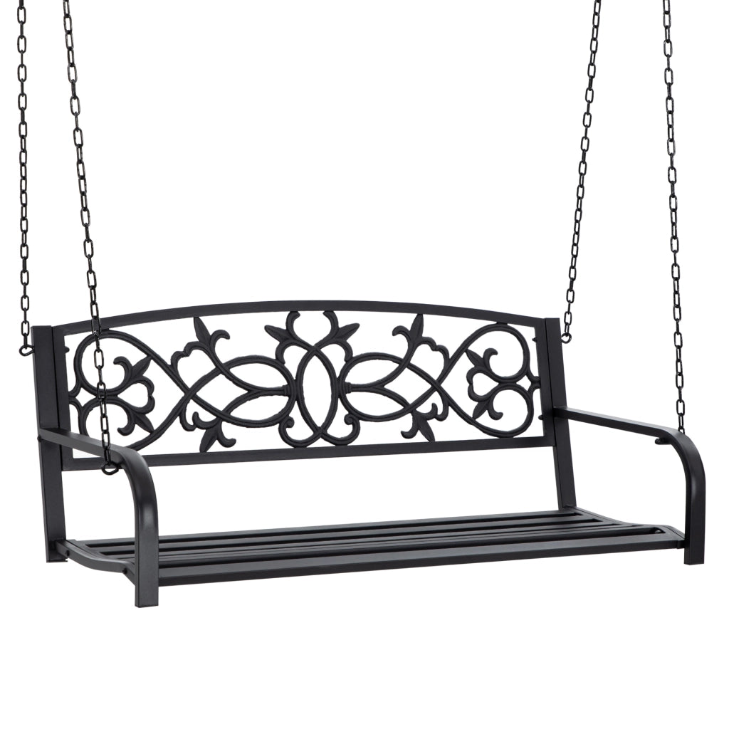 Amaca da giardino per 2 persone con braccioli ¨C zephmum ¨C 127x59,5x52 cm nero