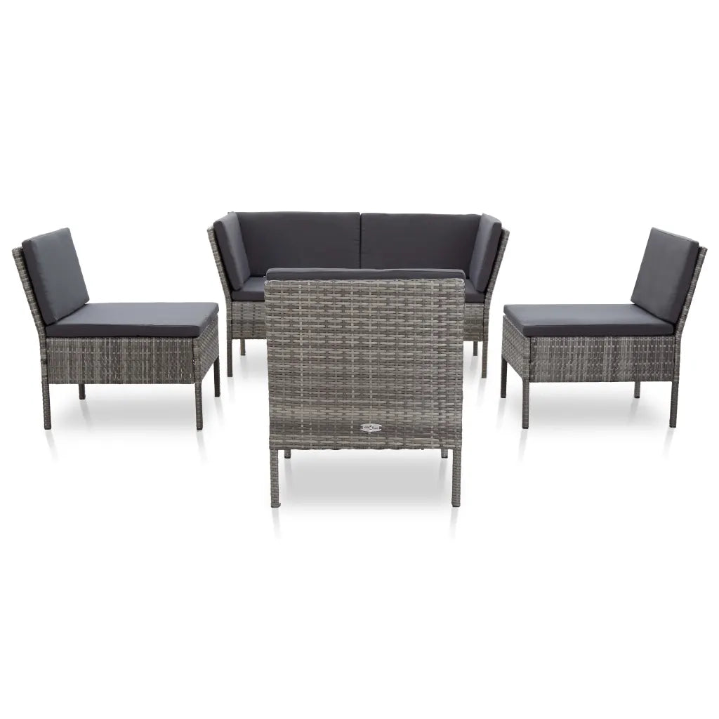Set Divani da Giardino 6 pz con Cuscini in Polyrattan Grigio cod mxl 39373