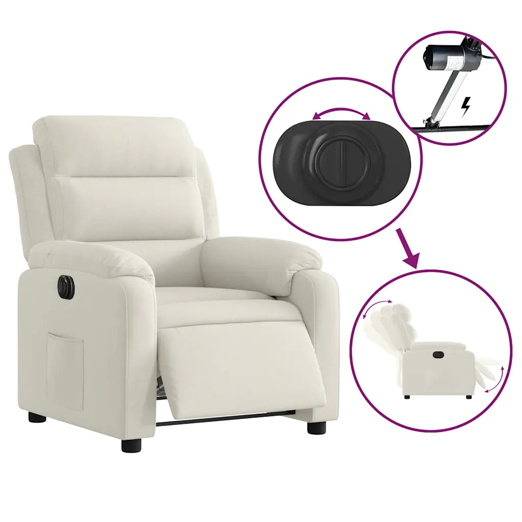 Poltrona Elettrica Reclinabile Crema in Velluto 3205079