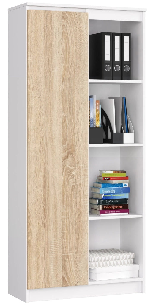 Armadio da ufficio AKORD R80 Bianca 80 cm 1 anta inserto frontale Sonoma Quercia 80x35x180 cm