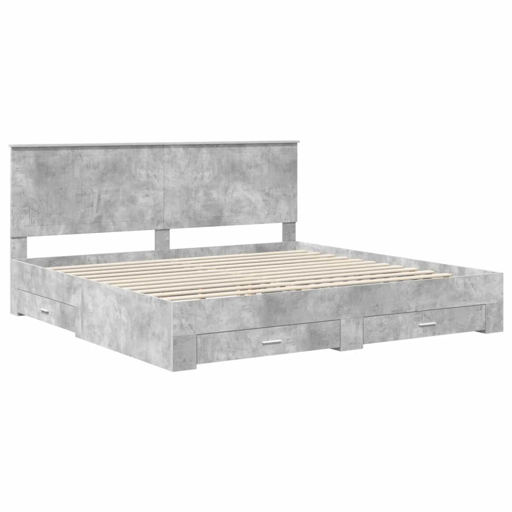 Struttura del letto con testiera Grigio cemento 200 x 200 cm