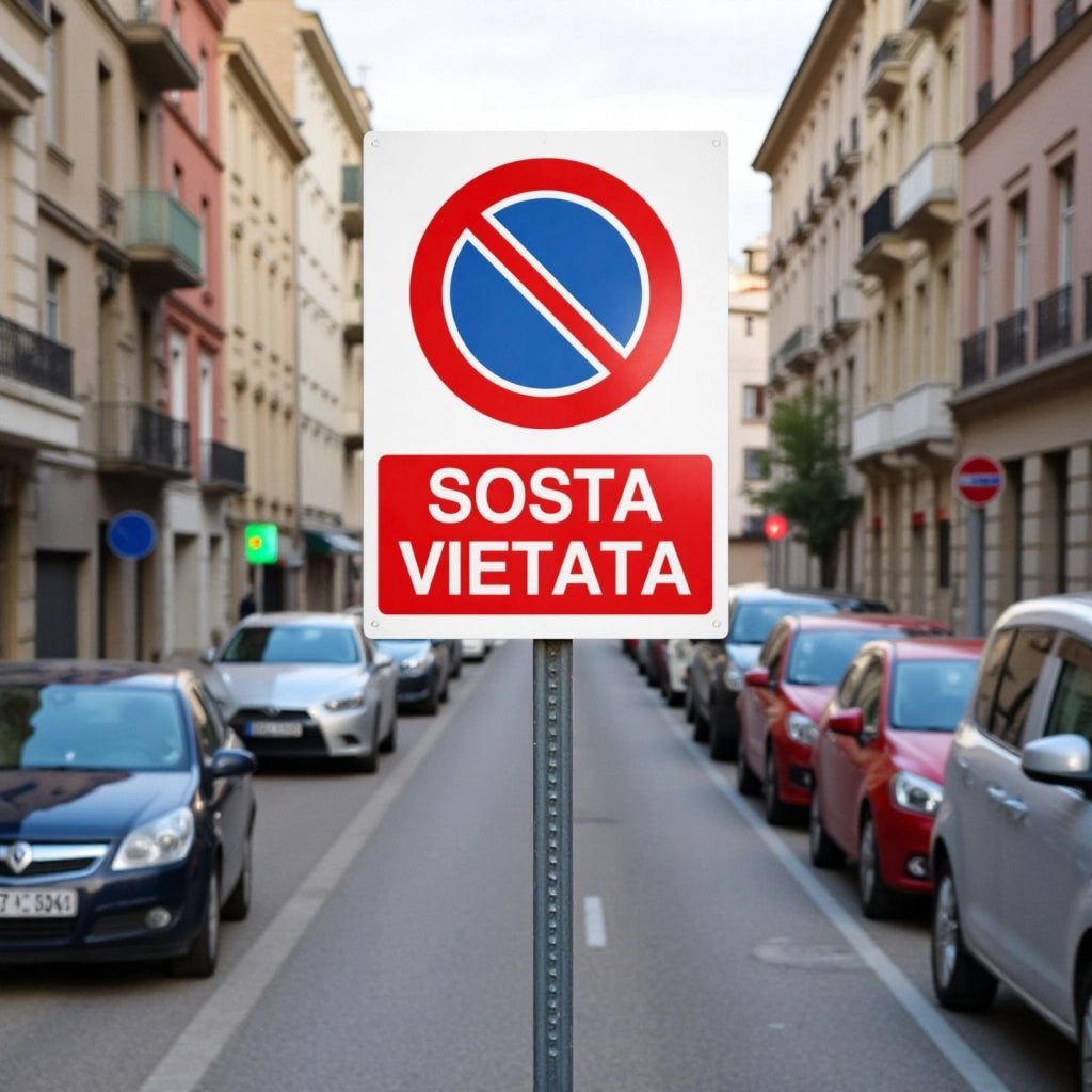 Cartello Sosta Vietata 30x20 cm Segnale Divieto Parcheggio per Aree Private
