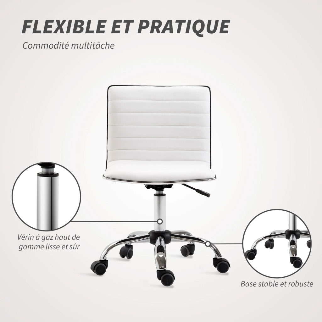 Sedia da ufficio senza braccioli ¨C zephmum ¨C regolabile in altezza, imbottita, bianco 48x52x78-90cm