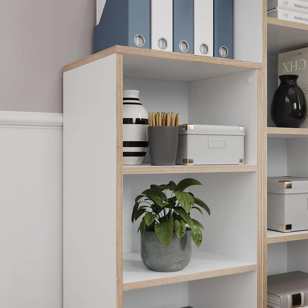 Libreria Tetrix, Bianco, 40 x 100 cm con 4 scomparti, adatto per riporre libri e oggetti decorativi