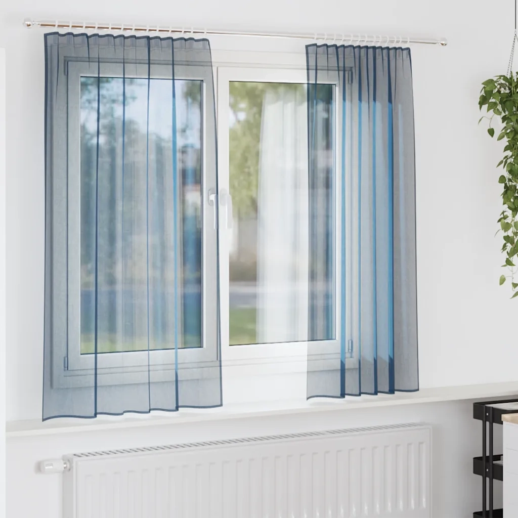 Tende in Voile con Tasche per Aste 2 pz Blu Reale 4102211