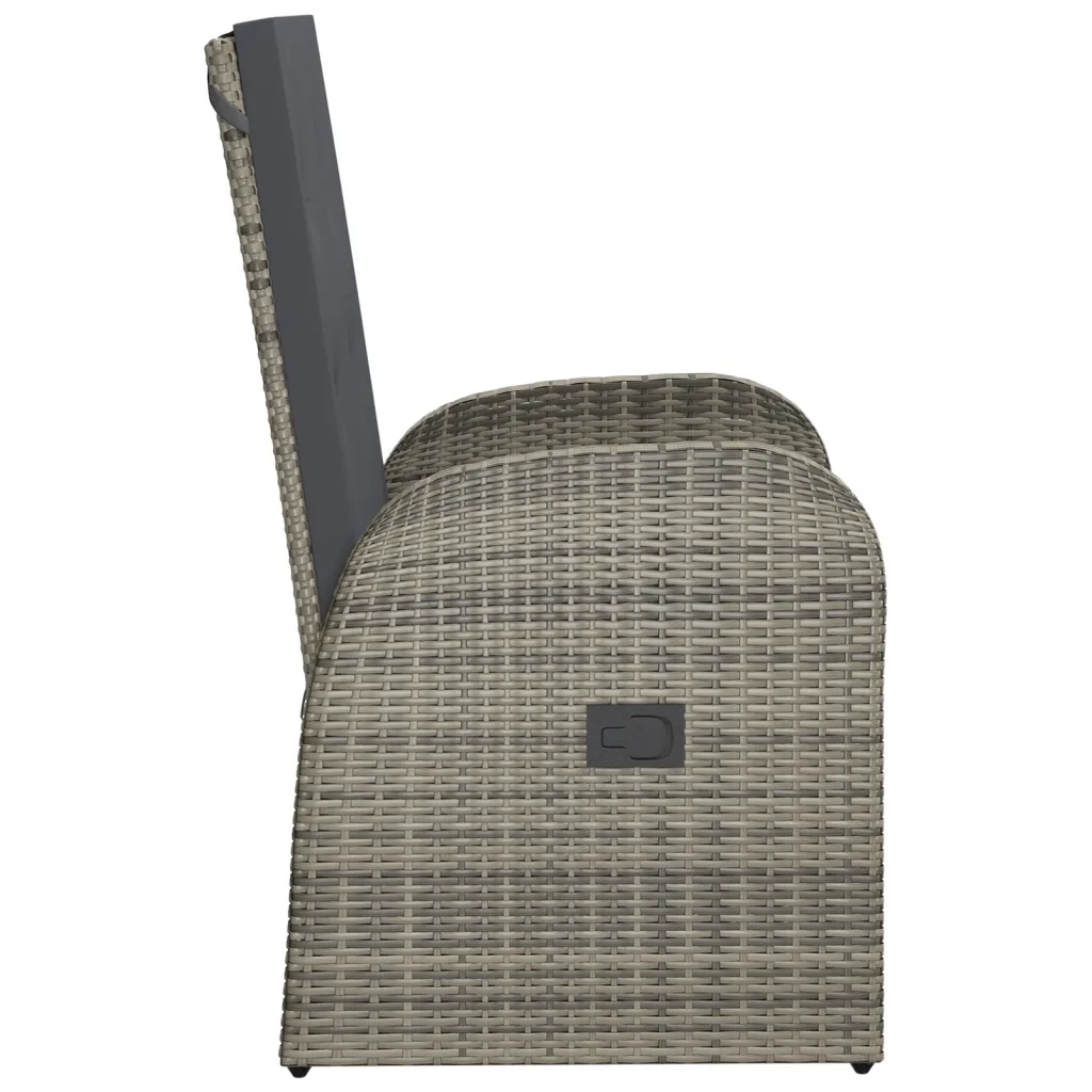 Sedie da Giardino Reclinabili 2 pz | Sedie da Esterno e Cuscini Polyrattan Grigio