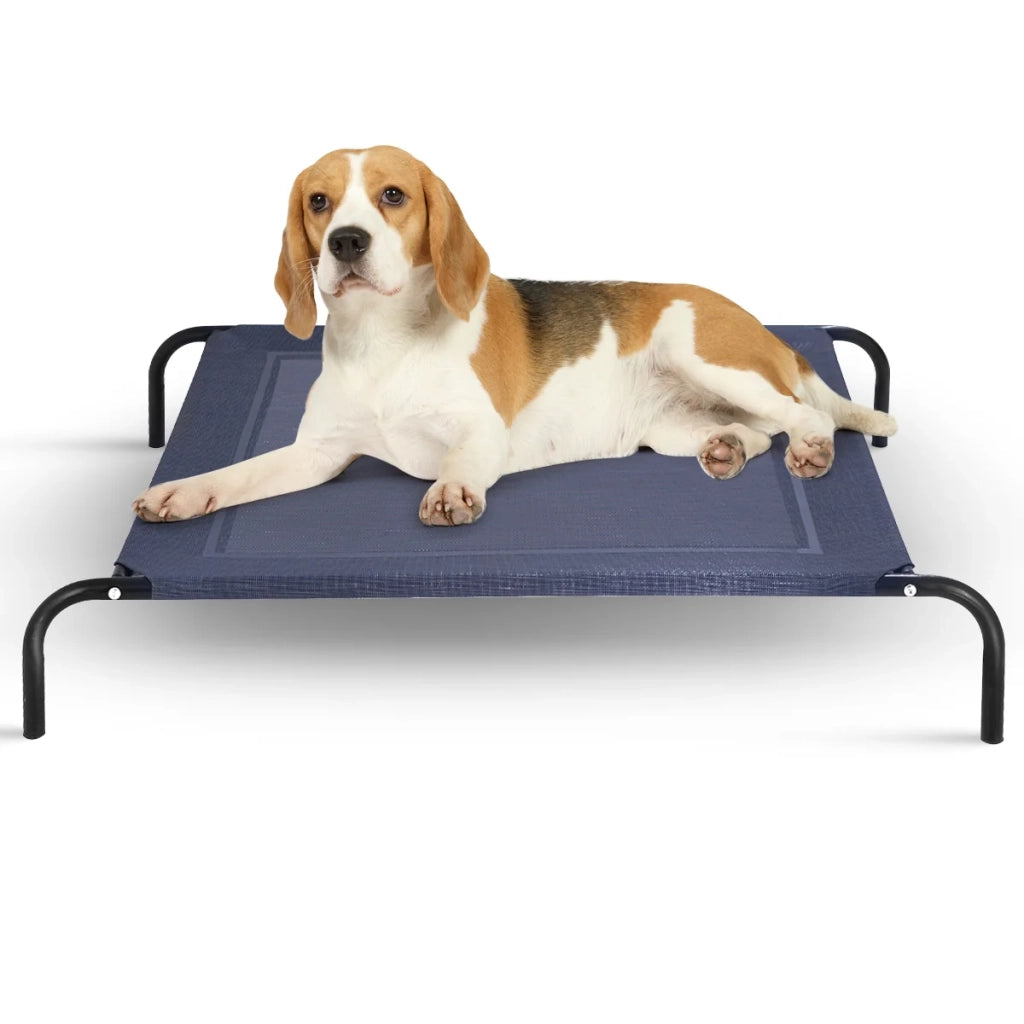 Culla rialzata per cani dimensioni 110 x 80 x 18 cm portata 40 kg facile da trasportare design moderno in ferro grigio codice articolo 20_0019521.
