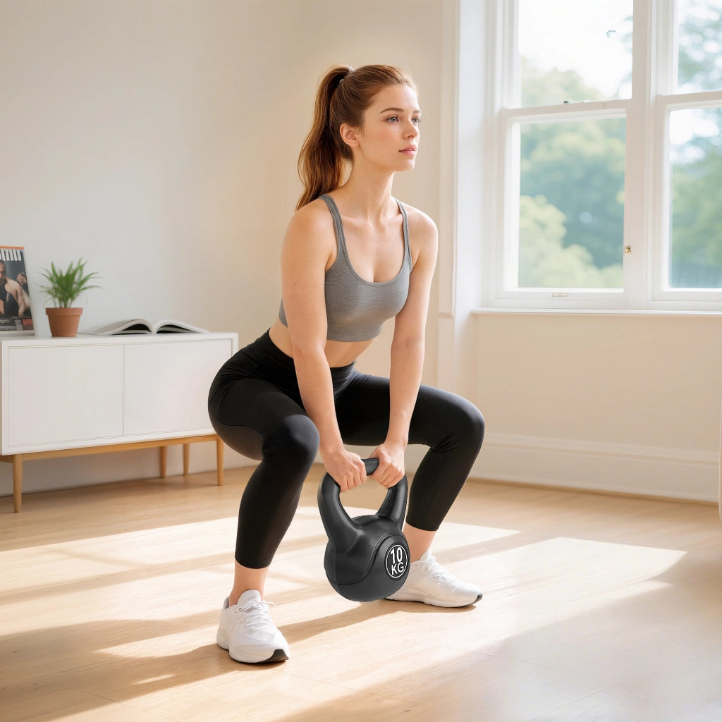 Kettlebell da 10 kg per Allenamento ¨C zephmum ¨C Nero 25x19x28 cm