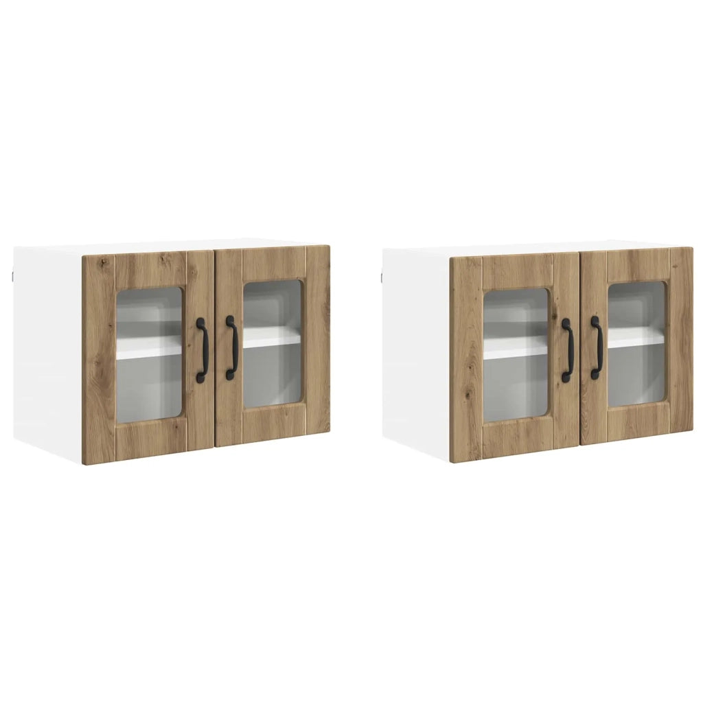 Mobile in vetro da parete PORTO 2 pcs Rovere artigianale