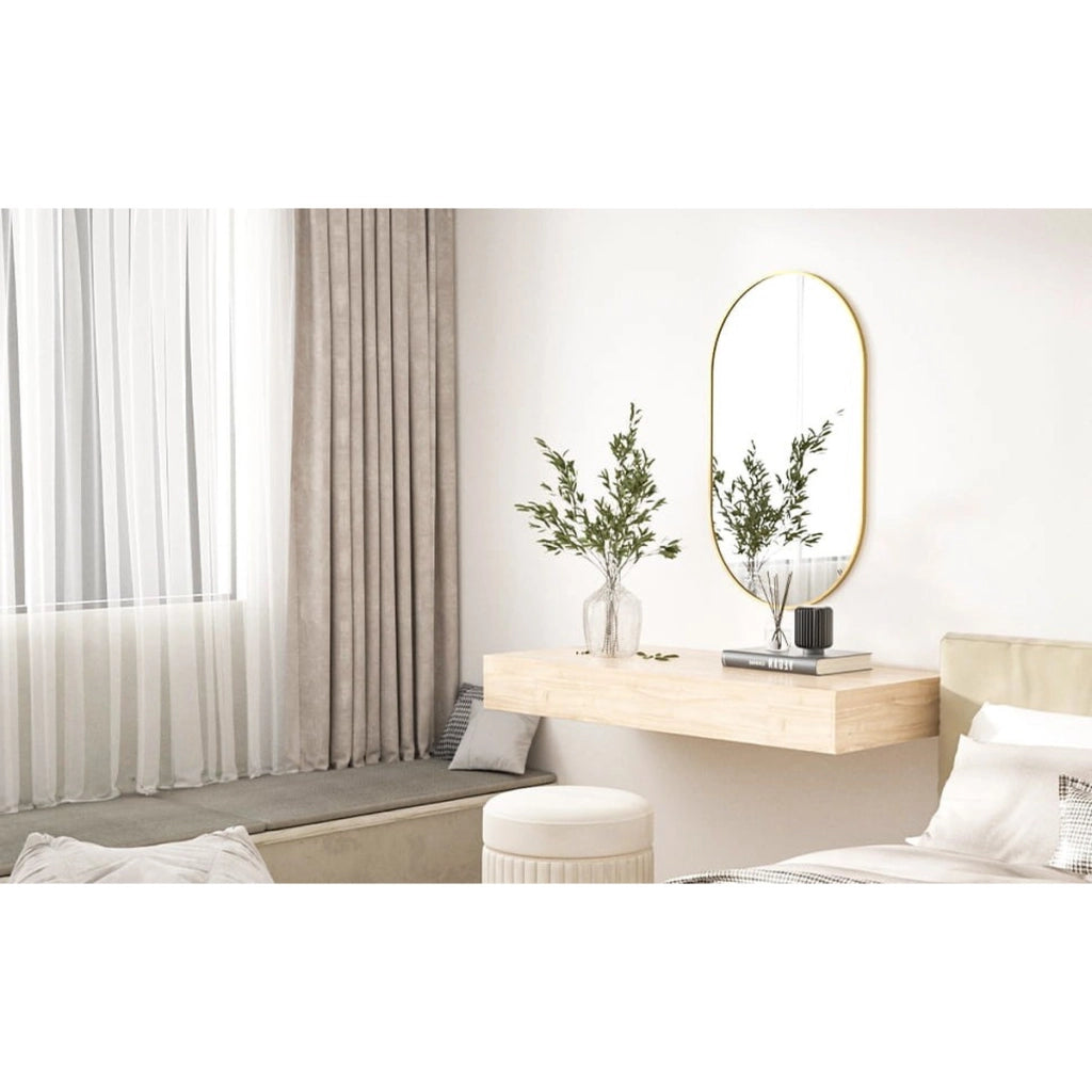 Specchio ovale con cornice dorata 100x50 cm