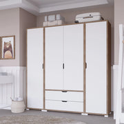 Armadio Camera da Letto Summonte, Guardaroba Grande 2 Cassetti, 170x183h cm Bianco