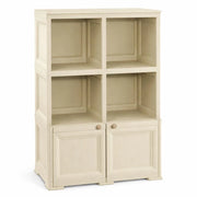 ARMADIO IN PLASTICA 79X43X125 CM EFFETTO LEGNO CON SCAFFALI APERTI E MODULO CHIUSO ANGORA, MOBILE CONTENITORE DA INTERNO E VERANDA
