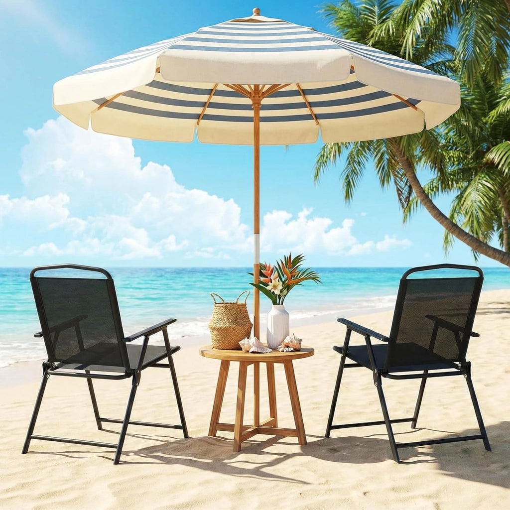 Set di 2 sedie da giardino pieghevoli con schienale, braccioli, sedie da terrazza, sedie da pranzo, fino a 150 kg, sedia pieghevole per campeggio, spiaggia, giardino, piscina, terrazza, colore