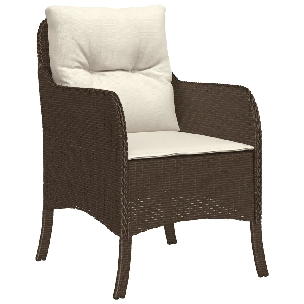 Set da Pranzo da Giardino 5pz con Cuscini in Polyrattan Marrone 3211935