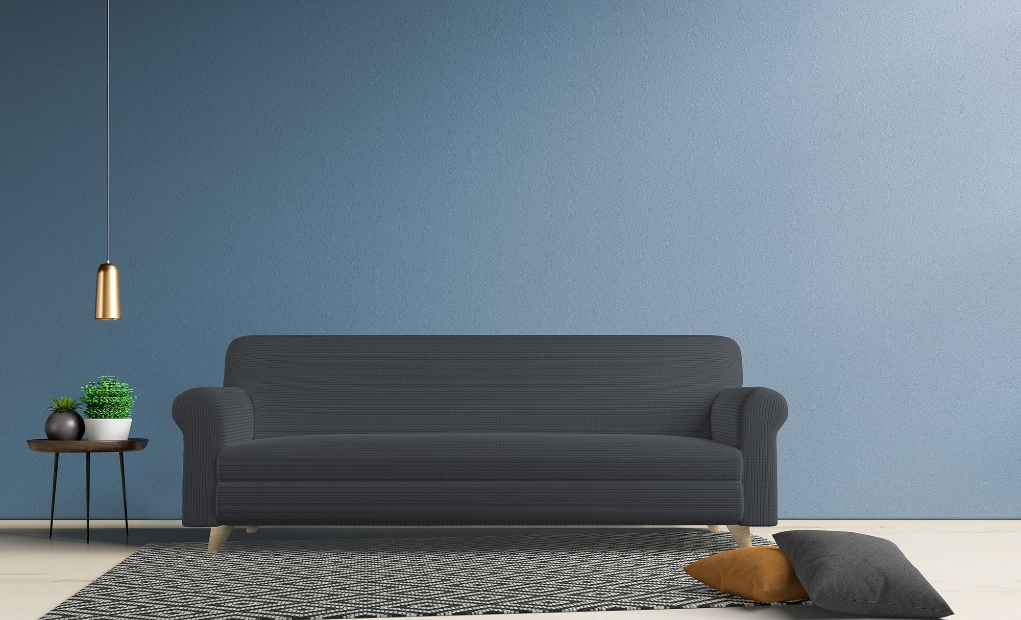 Copridivano Elasticizzato 1 Posto in Poliestere Leslie Grigio Scuro