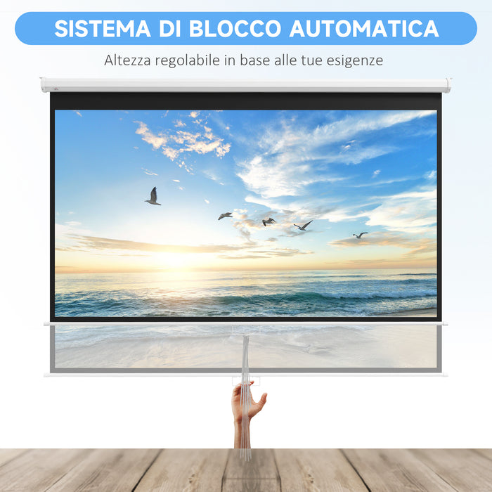 Telo per Proiettore 120" Rapporto 16:9 Installazione a Muro o Soffitto Bianco