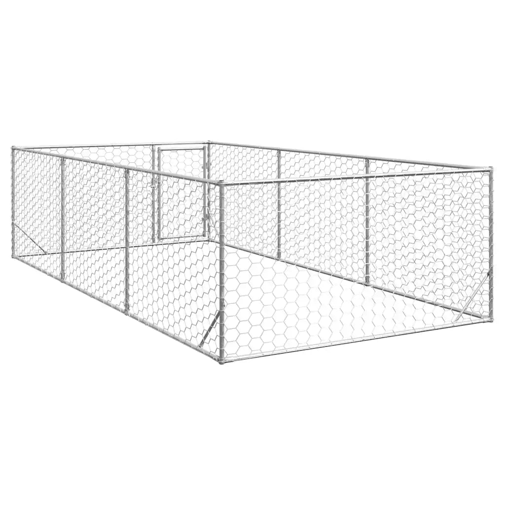 Cuccia per Cani da Esterno con Porta 2x4x1 m Acciaio Zincato