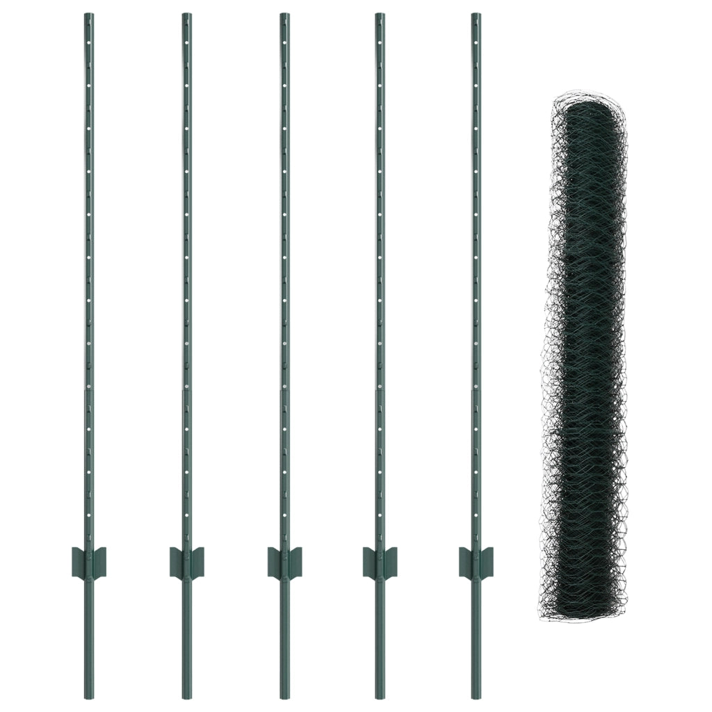 Pali Recinzione  5 pz U-Channel Verde 120 cm Acciaio
